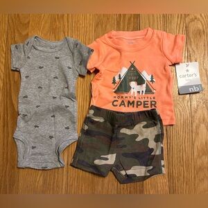 Carter’s Baby Boys 3-Piece Mommy’s Little Camper Short Set - Size Newborn